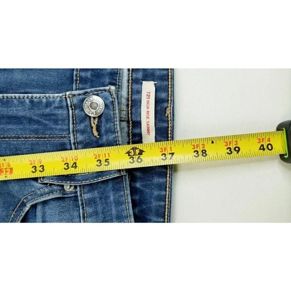 Levi's 26X28 Women's 721 High Rise Skinny Ankle Zip Blue Denim Premium Jeans - Picture 11 of 15